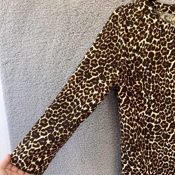 J Crew Cheetah Leopard Print Crepe Shift Dress XS K2150 Size 2 Zip Animal Print - Picture 6 of 12